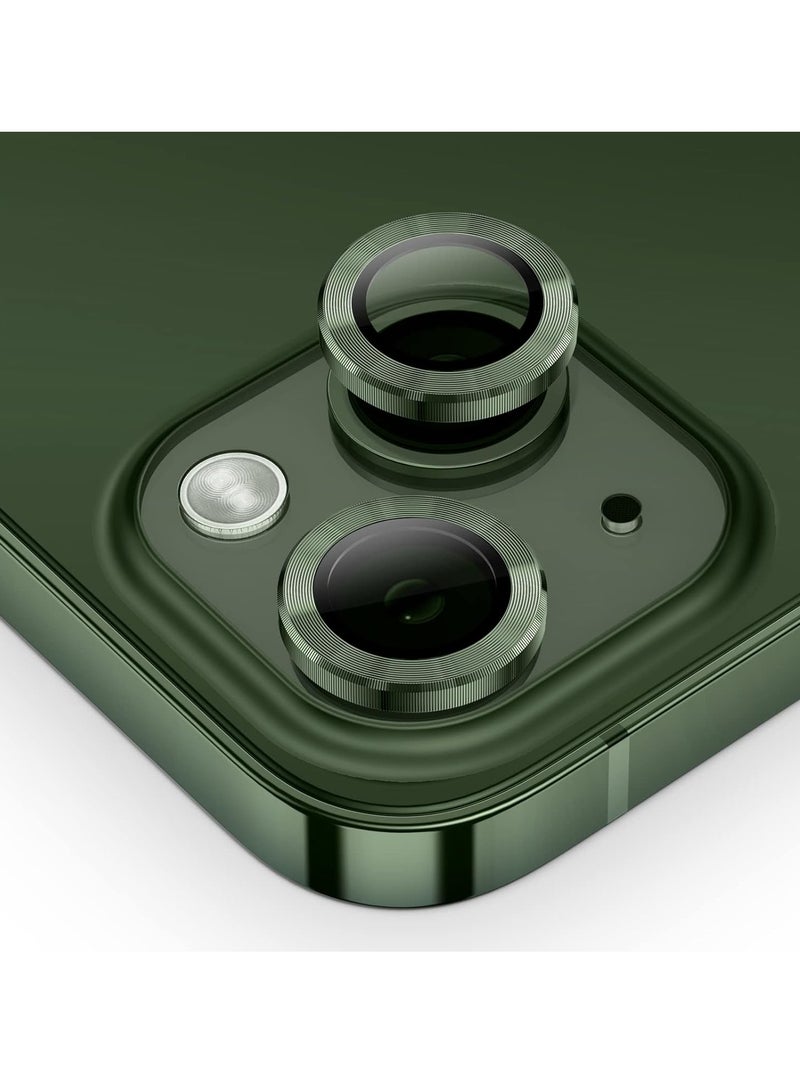 DUSALA Camera Lens Protector for iPhone 14 6.1-Inch and iPhone 14 Plus 6.7-Inch, 9H Tempered Glass Metal Individual Ring Cover, HD Clear, 1 Set (Green) - Image 1