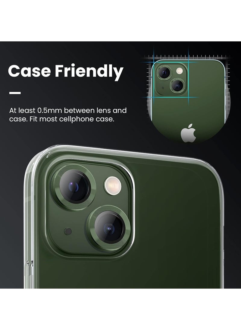 DUSALA Camera Lens Protector for iPhone 14 6.1-Inch and iPhone 14 Plus 6.7-Inch, 9H Tempered Glass Metal Individual Ring Cover, HD Clear, 1 Set (Green) - Image 3