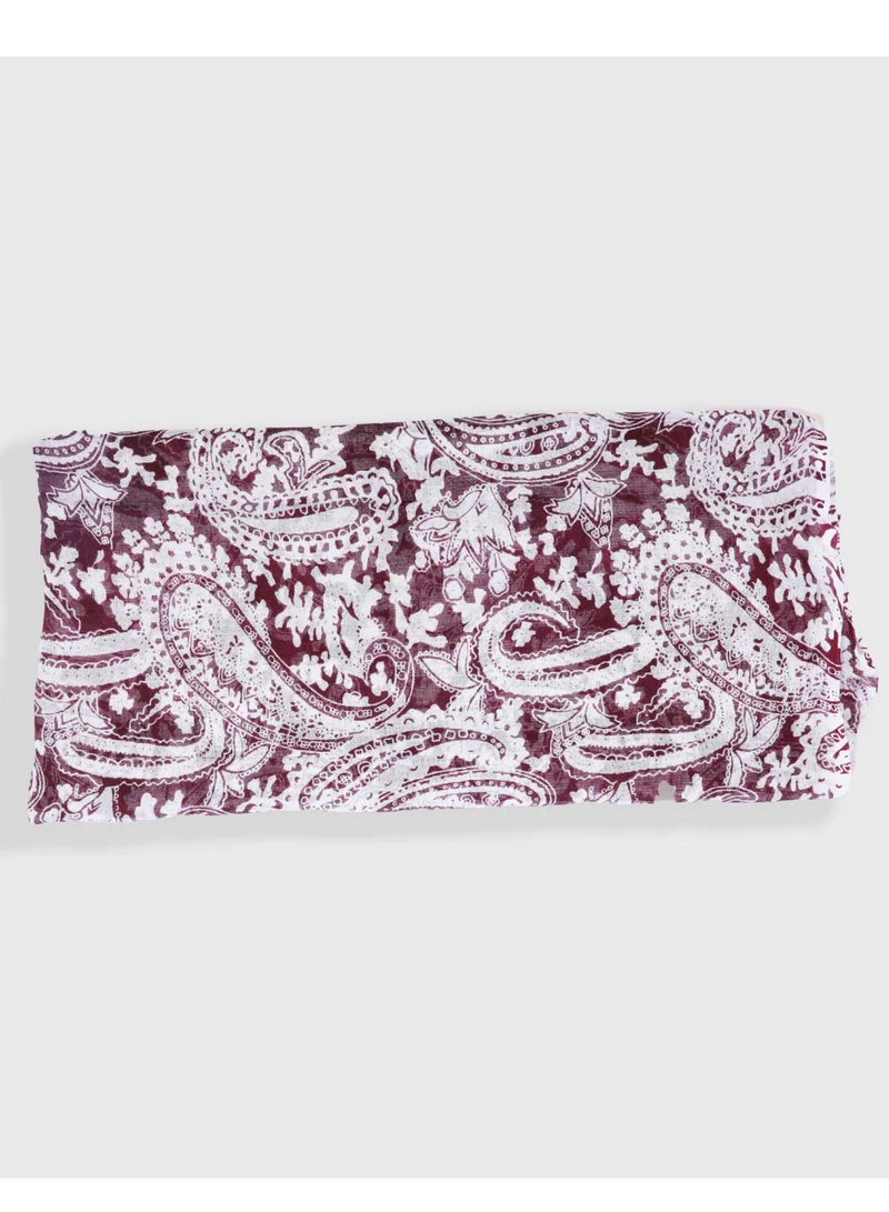 AMICA Paisely Printed Hijab Soft Natural Fiber Head Scarf for Women- Plum Red