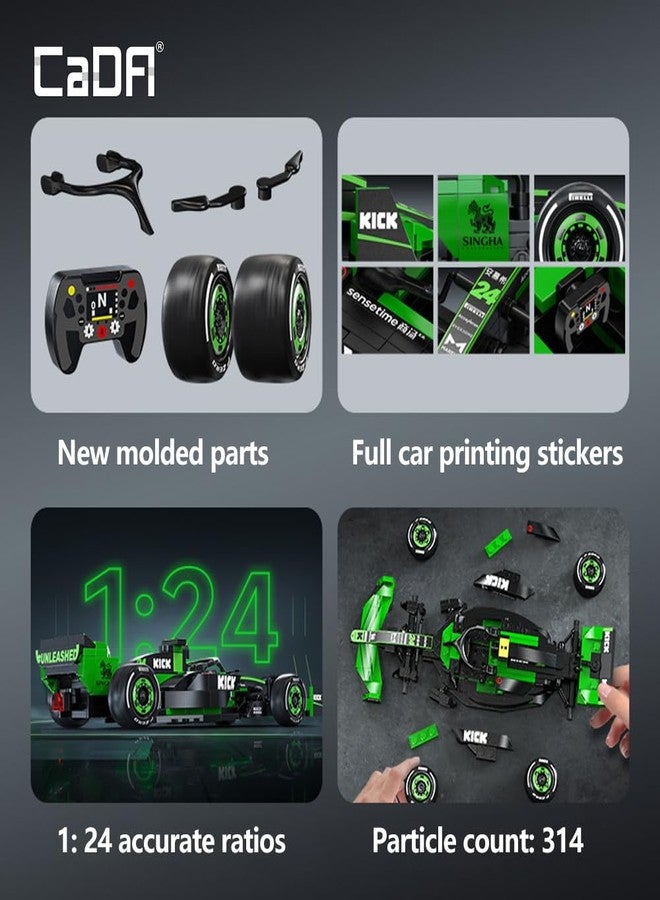CaDA C55032W Kick Sauber F1 Team C44 Racing Building Set,MOC 1:24 Racing Car Brick Kit,Collectible Display Model for Adults Home Decor（314 pcs） - Image 5