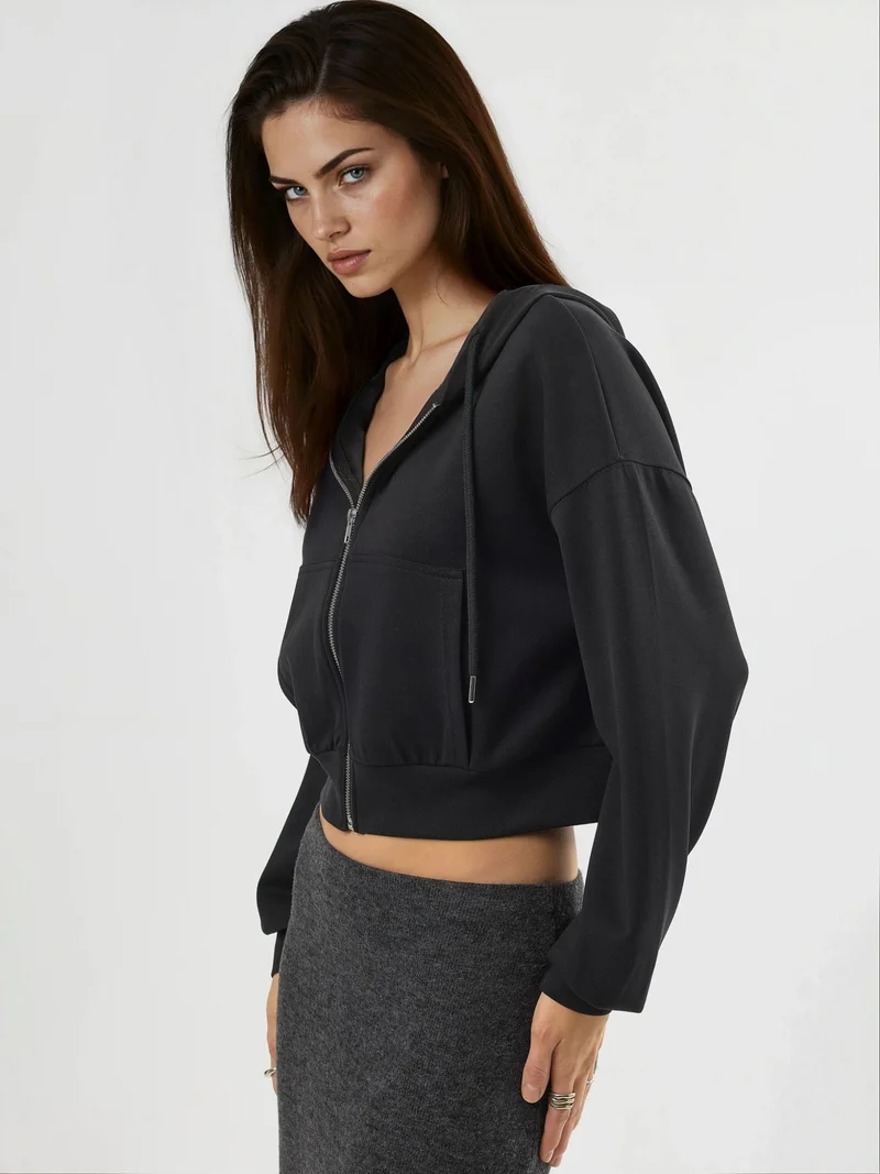 Busem BUSEM Hooded Zippered Short Jacket