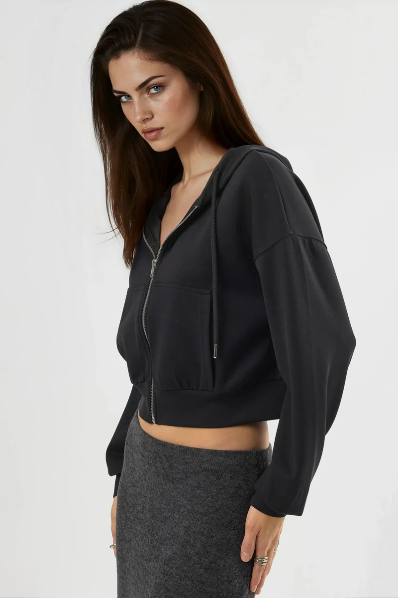 Busem BUSEM Hooded Zippered Short Jacket
