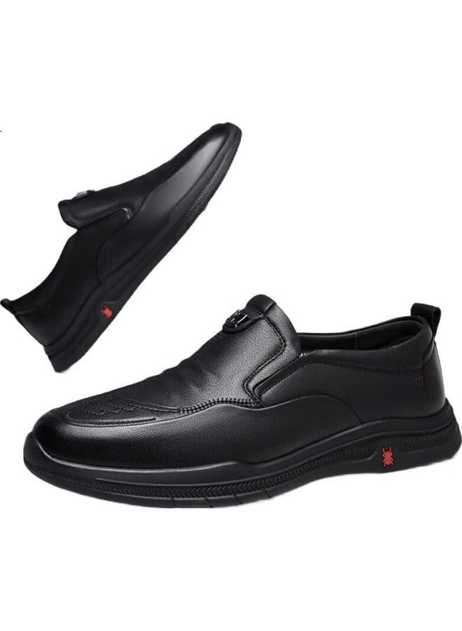 Spider King Men'S Slip-On Soft-Soled Loafers, Casual Leather Shoes For Middle-Aged Men, 880181A, Black, Size 41 - Image 1