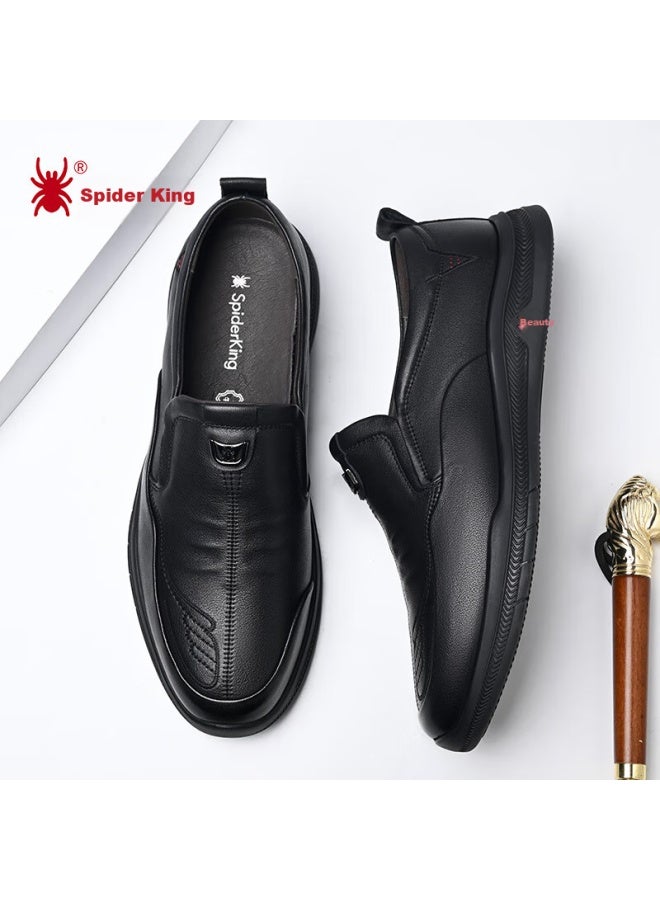 Spider King Men's Slip-on Soft-soled Loafers, Casual Leather Shoes For Middle-aged Men, 880181a, Black, Size 41 - Image 1