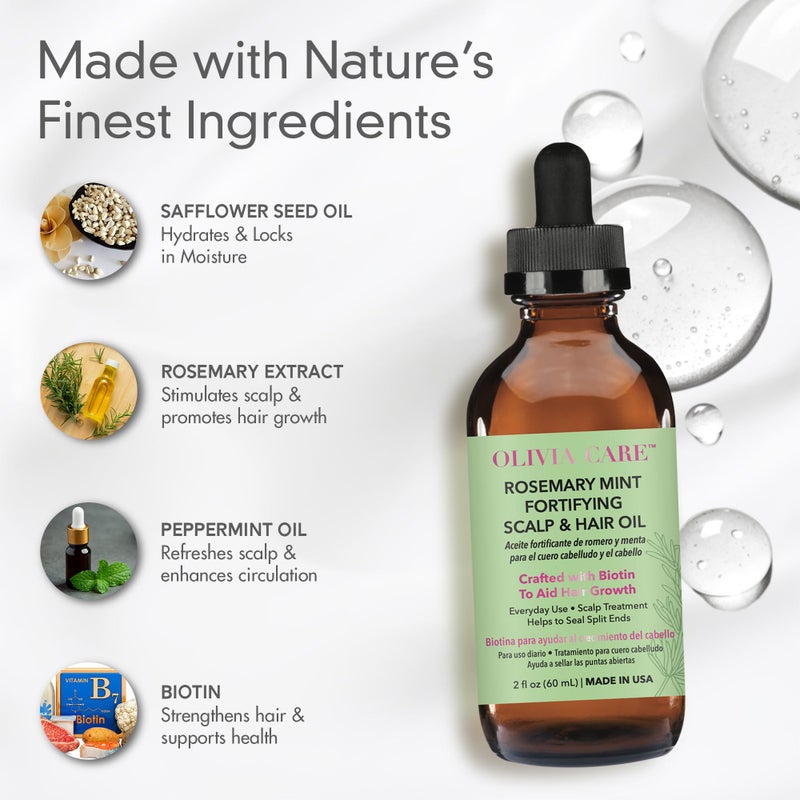 OLIVIA CARE Rosemary Oil for Hair Growth - Rosemary Oil & Mint Oil with Biotin, Fortifying Scalp and Hair Treatment to Aid Hair Growth, Made in USA. - Image 4
