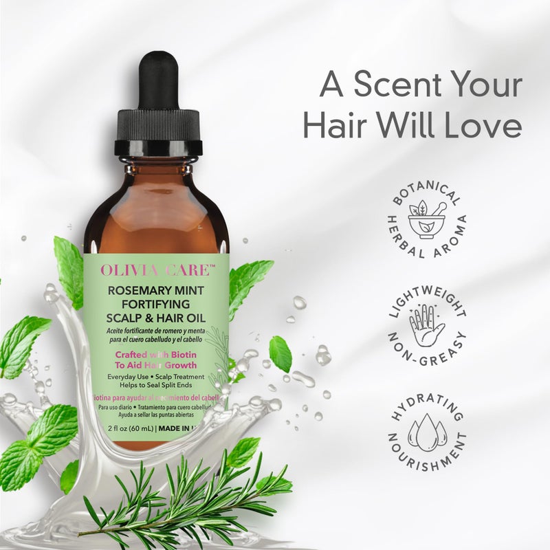 OLIVIA CARE Rosemary Oil for Hair Growth - Rosemary Oil & Mint Oil with Biotin, Fortifying Scalp and Hair Treatment to Aid Hair Growth, Made in USA. - Image 3