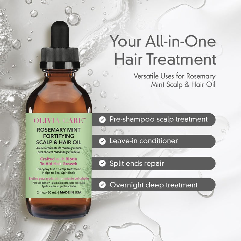 OLIVIA CARE Rosemary Oil for Hair Growth - Rosemary Oil & Mint Oil with Biotin, Fortifying Scalp and Hair Treatment to Aid Hair Growth, Made in USA. - Image 5