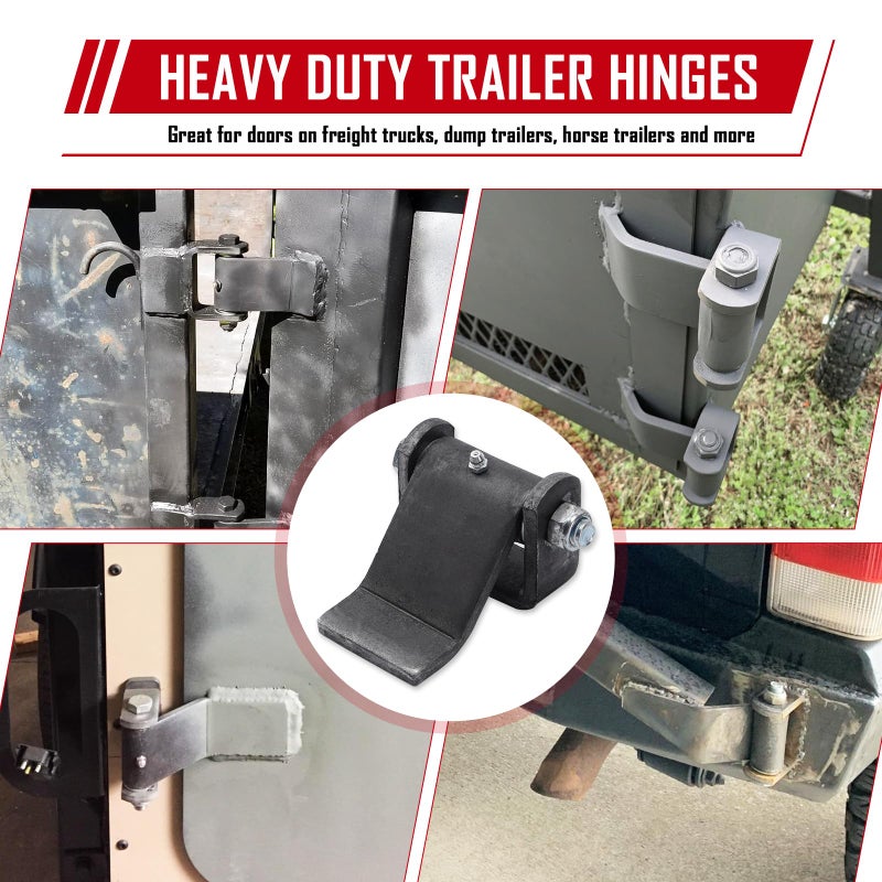 SPARKWHIZ مفصلات SPARKWHIZ Weld on Trailer Hinges شديدة التحمل قابلة للدهن لمقطورات الشاحنات القلابة ذات البوابة ومفصلات الباب على شكل حزام، عبوة من 4 قطع - Image 3