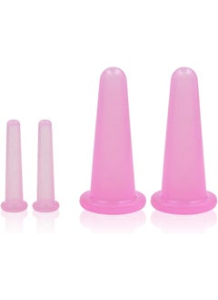 4 Pcs Facial Cupping SetNatural Silicone Facial Massage Cup for BodyFaceNeckBackEye MassageVacuum TankPerfect for BodyFacial CareAntiAging Beauty Tool2 Small2 Large Pink
