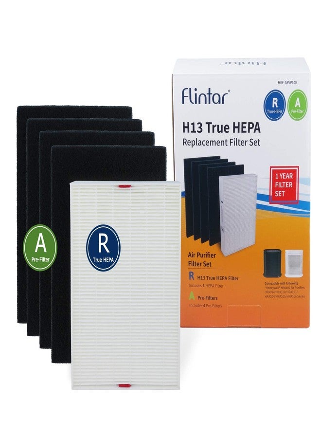 Flintar HPA100 Replacement, Compatible with Honeywell Air Purifier HPA100, HPA094, HPA3100, HPA5100 Series, (1) Filter R + (4) Activated Carbon Pre-Filter A - Image 1