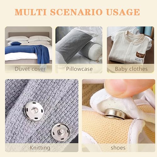 Willrain Sewing Snaps,120 Sets 8 mm and 10 mm,Black and Silver, Sew-on Snap Buttons Metal Snaps Fasteners Press Studs Buttons for Sewing - Image 4