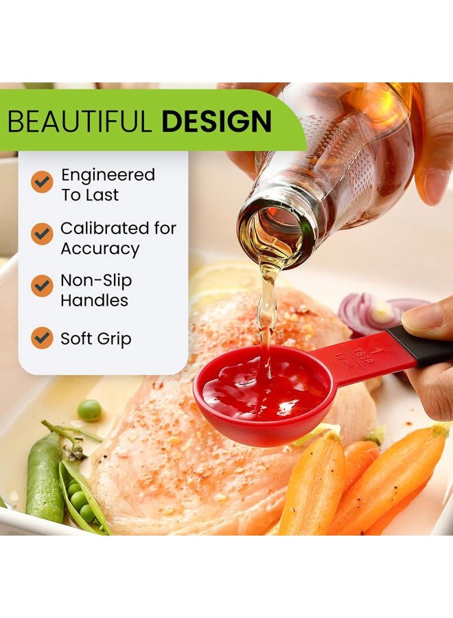 Spring Chef Magnetic Measuring Cups and Spoons, Kitchen Tools with Easy to Read Markings for Measuring Dry or Liquid Ingredients, BPA Free, Set of 9, Red - Image 5