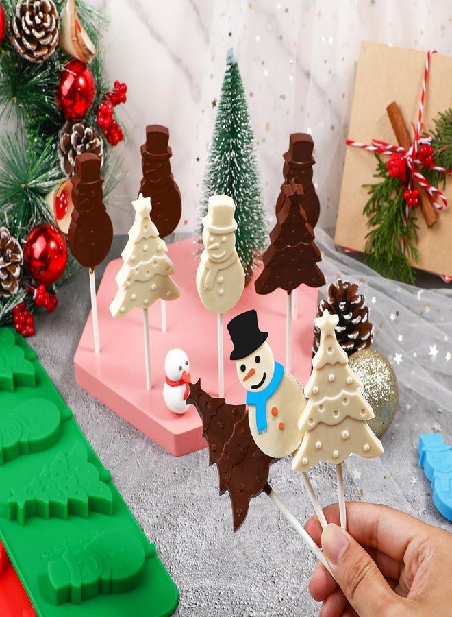 LEGACYCART 4 Cavity Christmas Tree, and Snowman Silicone Mould with 25 Sticks for Chocolate Candy Jelly Cupcake Cake Cakepop Cakesickle Brownie Pudding Birthday Decoration Topper JSC 1916 (Pack of 2) - Image 5