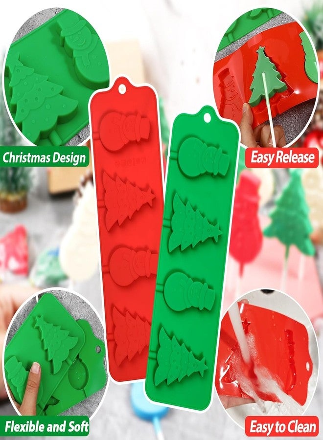 LEGACYCART 4 Cavity Christmas Tree, and Snowman Silicone Mould with 25 Sticks for Chocolate Candy Jelly Cupcake Cake Cakepop Cakesickle Brownie Pudding Birthday Decoration Topper JSC 1916 (Pack of 2) - Image 4