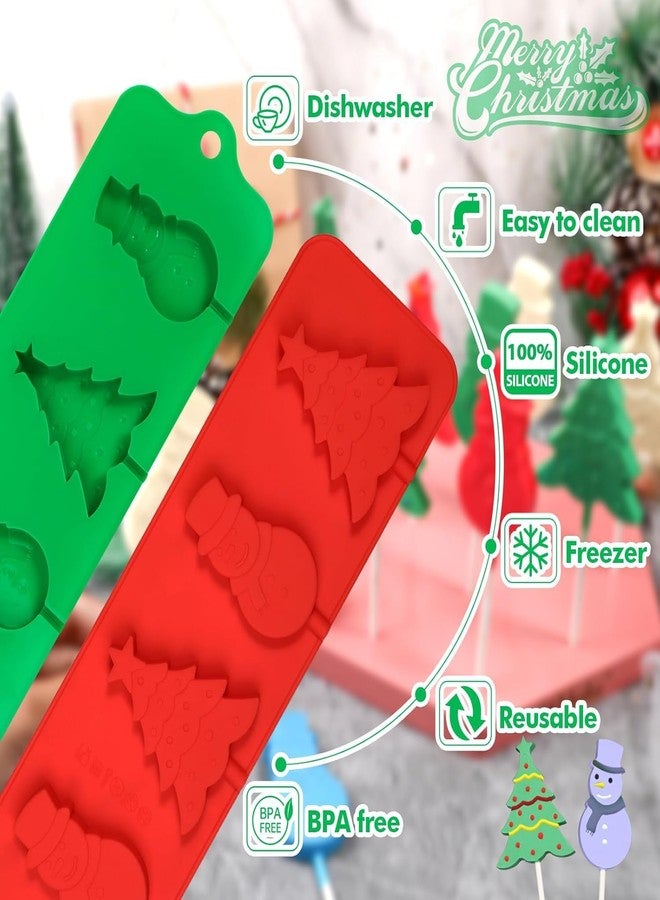 LEGACYCART 4 Cavity Christmas Tree, and Snowman Silicone Mould with 25 Sticks for Chocolate Candy Jelly Cupcake Cake Cakepop Cakesickle Brownie Pudding Birthday Decoration Topper JSC 1916 (Pack of 2) - Image 3