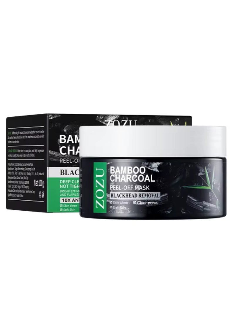Zozu Bamboo Charcoal Peel Off Mask Blackhead Removal Face Mask Blackhead Mask Charcoal Nose Pore Strips Blackhead Remover Mask for Stubborn Blackheads Whiteheads Oil Face Pore Purifying Cleansing Face Mask 