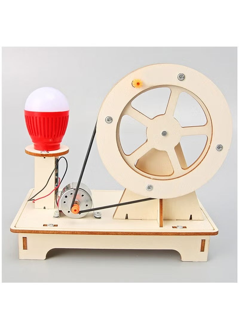 Dominy - Scientific Experiment Manual Generator,Wooden Hand Cranked Generator, Science Kit Manual Generator Toy, Physics Experiment Puzzle Light Bulb, Science Experiments for Kids Age 6-14, Light Bulb Color Random - Image 1