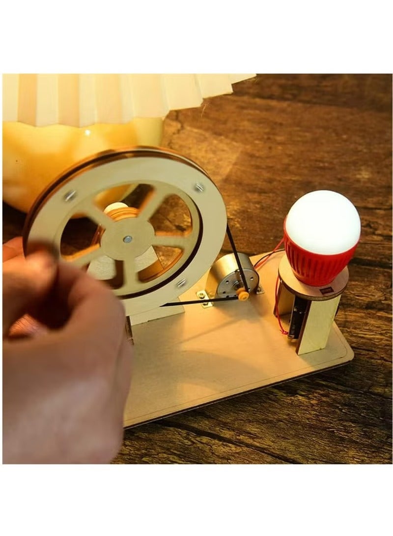 Dominy - Scientific Experiment Manual Generator,Wooden Hand Cranked Generator, Science Kit Manual Generator Toy, Physics Experiment Puzzle Light Bulb, Science Experiments for Kids Age 6-14, Light Bulb Color Random - Image 1