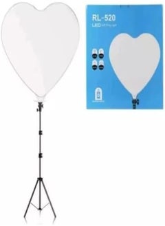 Generic RL-520 Ring Light Heart Shape LED Flashing Light Panel With Remote Control And Metal Stand 2M - For Smartphone, Camera And YouTube Video White 