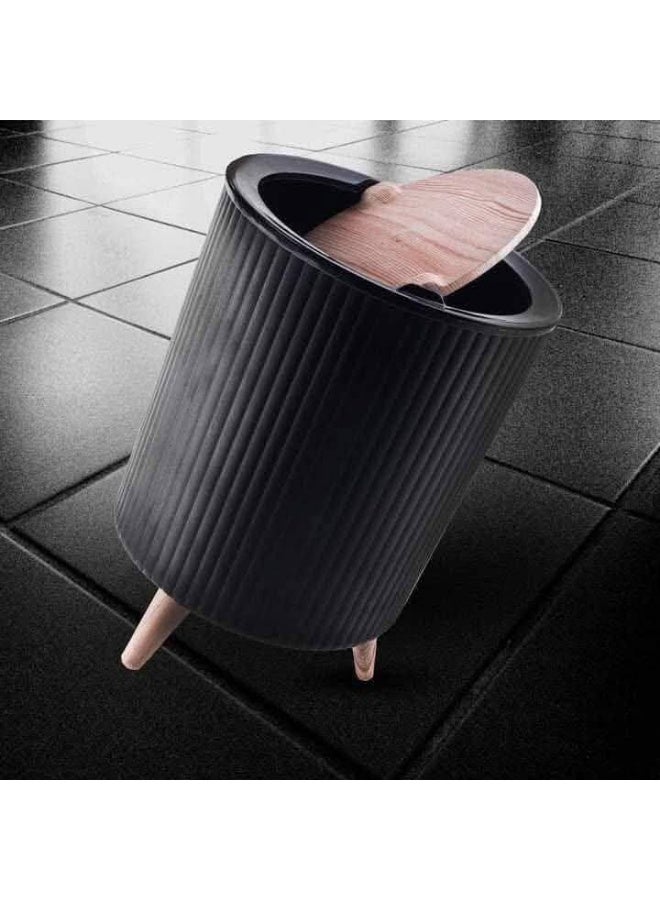 Round Trash Can – Modern and Stylish Design for Home and Office – Black