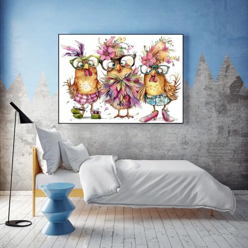 KINPLUB Hens Diamond Painting Kits for Adults, Chicken 5D Diamond Art Kits for Beginners, DIY Full Round Drill Paint with Diamonds Dots, Home Wall Decor 12 x 16 Inch - Image 4