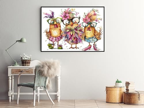 KINPLUB Hens Diamond Painting Kits for Adults, Chicken 5D Diamond Art Kits for Beginners, DIY Full Round Drill Paint with Diamonds Dots, Home Wall Decor 12 x 16 Inch - Image 5