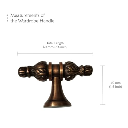 Epoch Elements Rana Pratap Brass Handles for Home, Drawer and Cabinet Handle, Elegant Wardrobe Handle Pulls - Traditional Design and Durable Finish (60 mm, Antique Bronze) - Image 2