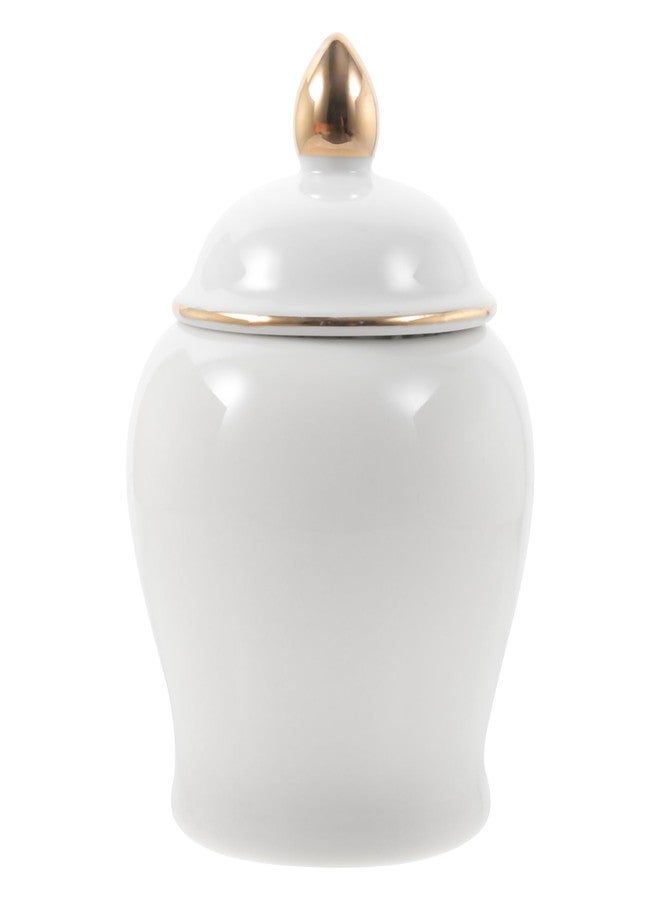 BESTonZON White Porcelain Canister, Ceramic Tea Storage Container White Ginger Jar, Ceramic Tea Canisters with Lid Vintage Ginger Jar Porcelain Decorative Vase Food Storage Jars for Spices Tea Condime - Image 1