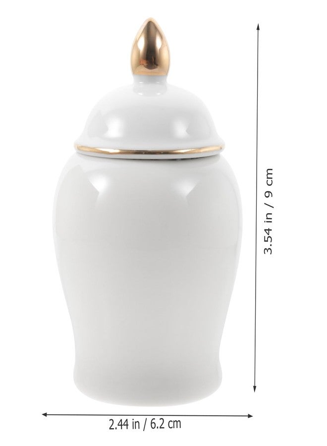 BESTonZON White Porcelain Canister, Ceramic Tea Storage Container White Ginger Jar, Ceramic Tea Canisters with Lid Vintage Ginger Jar Porcelain Decorative Vase Food Storage Jars for Spices Tea Condime - Image 3
