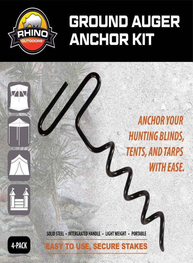 RHINO OUTDOORS Auger Stakes, Heavy Duty Tent Stakes for Blinds and Tarps, 4-Pack,Silver - Image 3