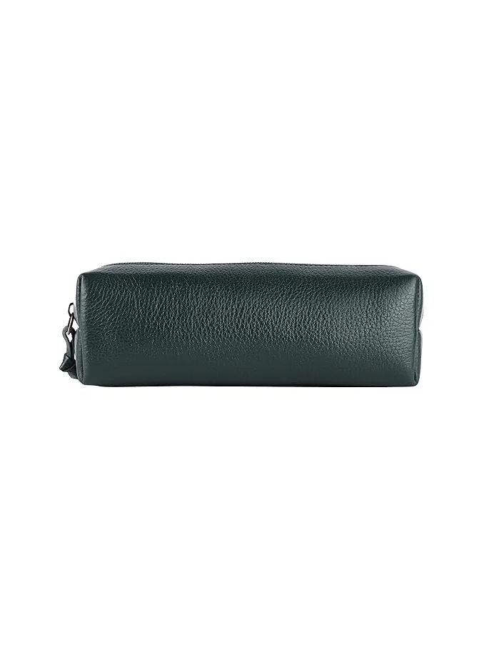 HAMMONDS FLYCATCHER Leather Utility Pouch - Multi-Use Genuine Leather Case for Pencils, Cosmetics, Stationery, Coins, Makeup Brushes - School & Office Organizer for Women & Men - Green