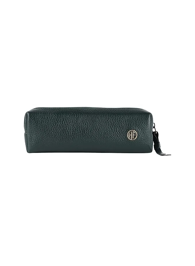 HAMMONDS FLYCATCHER Leather Utility Pouch - Multi-Use Genuine Leather Case for Pencils, Cosmetics, Stationery, Coins, Makeup Brushes - School & Office Organizer for Women & Men - Green