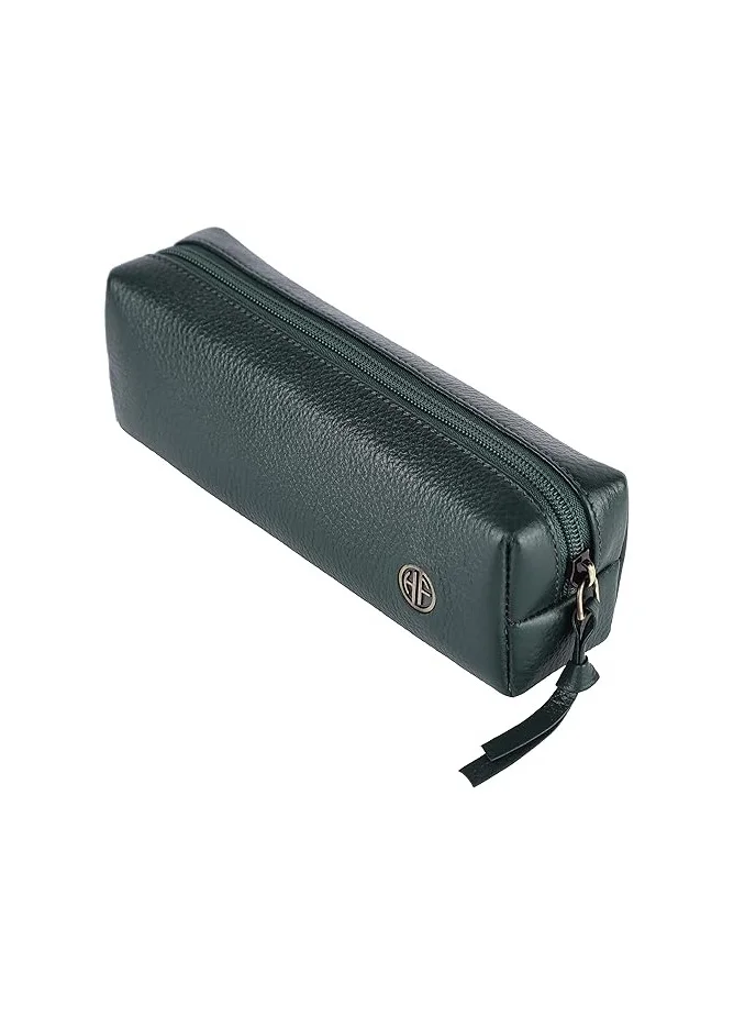 HAMMONDS FLYCATCHER Leather Utility Pouch - Multi-Use Genuine Leather Case for Pencils, Cosmetics, Stationery, Coins, Makeup Brushes - School & Office Organizer for Women & Men - Green