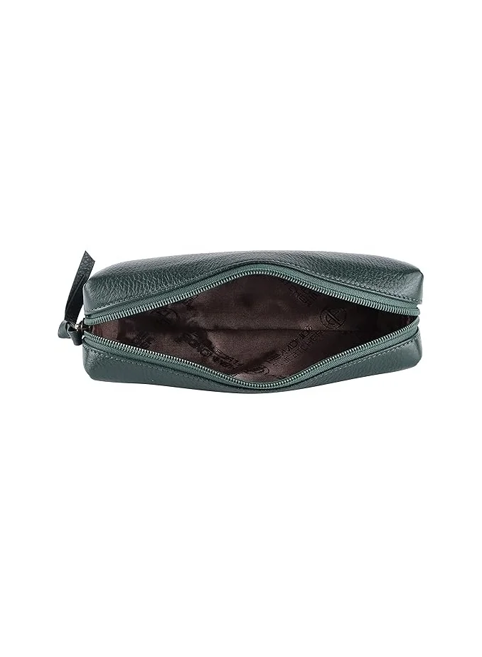 HAMMONDS FLYCATCHER Leather Utility Pouch - Multi-Use Genuine Leather Case for Pencils, Cosmetics, Stationery, Coins, Makeup Brushes - School & Office Organizer for Women & Men - Green
