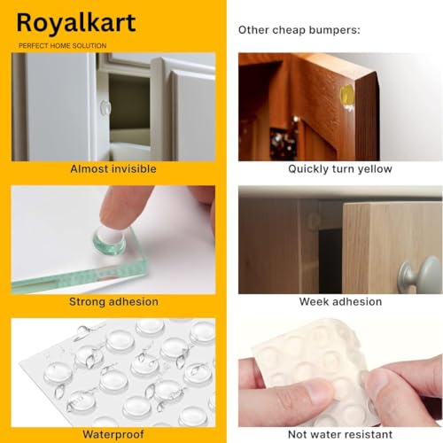 Royalkart Premium Round Self-Adhesive Silicone Bumper Pads Cabinet Door Laptop Furniture (128 Pcs) Transparent (12x4 mm) - Image 3
