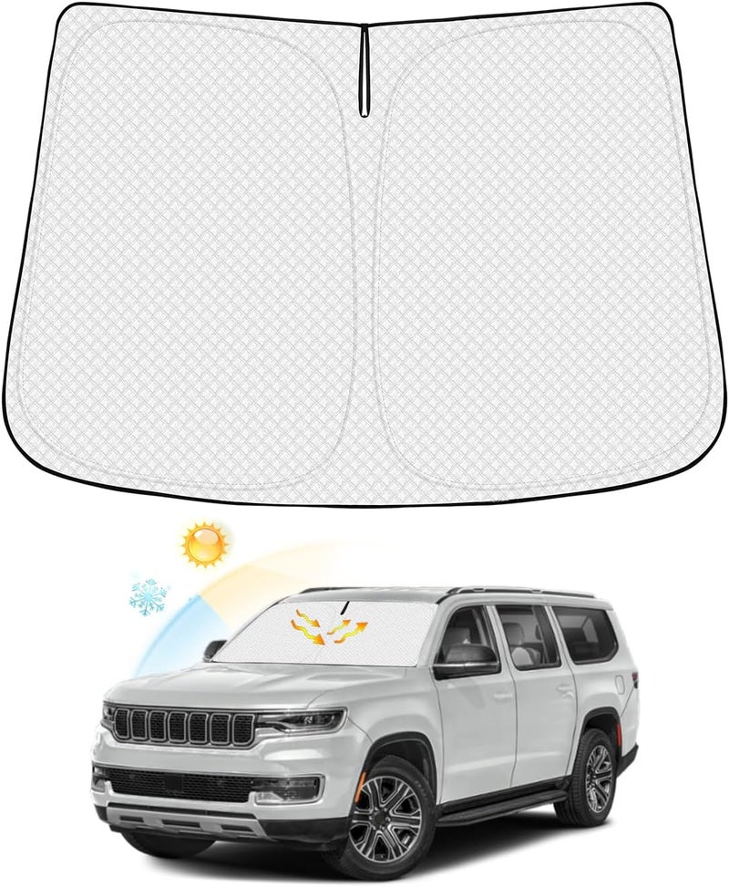 Canvcle Windshield Sun Shade for Jeep Wagoneer Accessories 2022-2026 (NOT for Grand Wagoneer) Thicken 6-Layer Front Window Sunshade Cover Sun Visor Protector Foldable Block UV Rays Keep Vehicle Cool - Image 1
