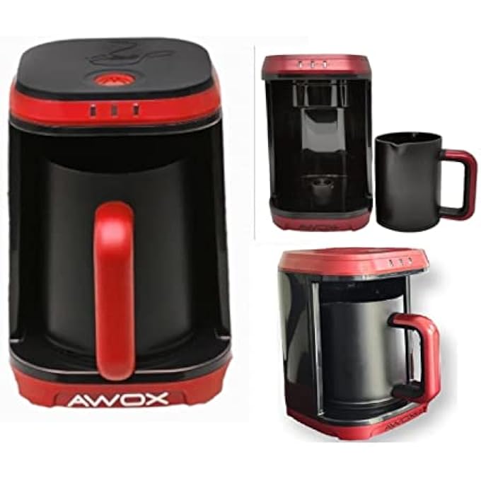 Reko Awox Kafija Kahve Makinesi  Red Automatic Turkish Coffee Maker Machine 1 To 4 Cups Cordless Electric Coffee Pot Electric Turkish Coffee Maker - Image 2