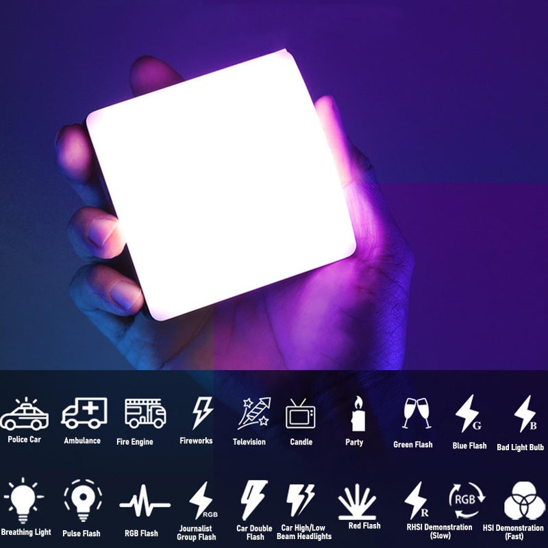 ضوء سيلفي محمول 10 واط 360 درجة ألوان RGB 1800K إلى 9000K مجموعة إضاءة لمؤتمرات الفيديو LED - Image 5