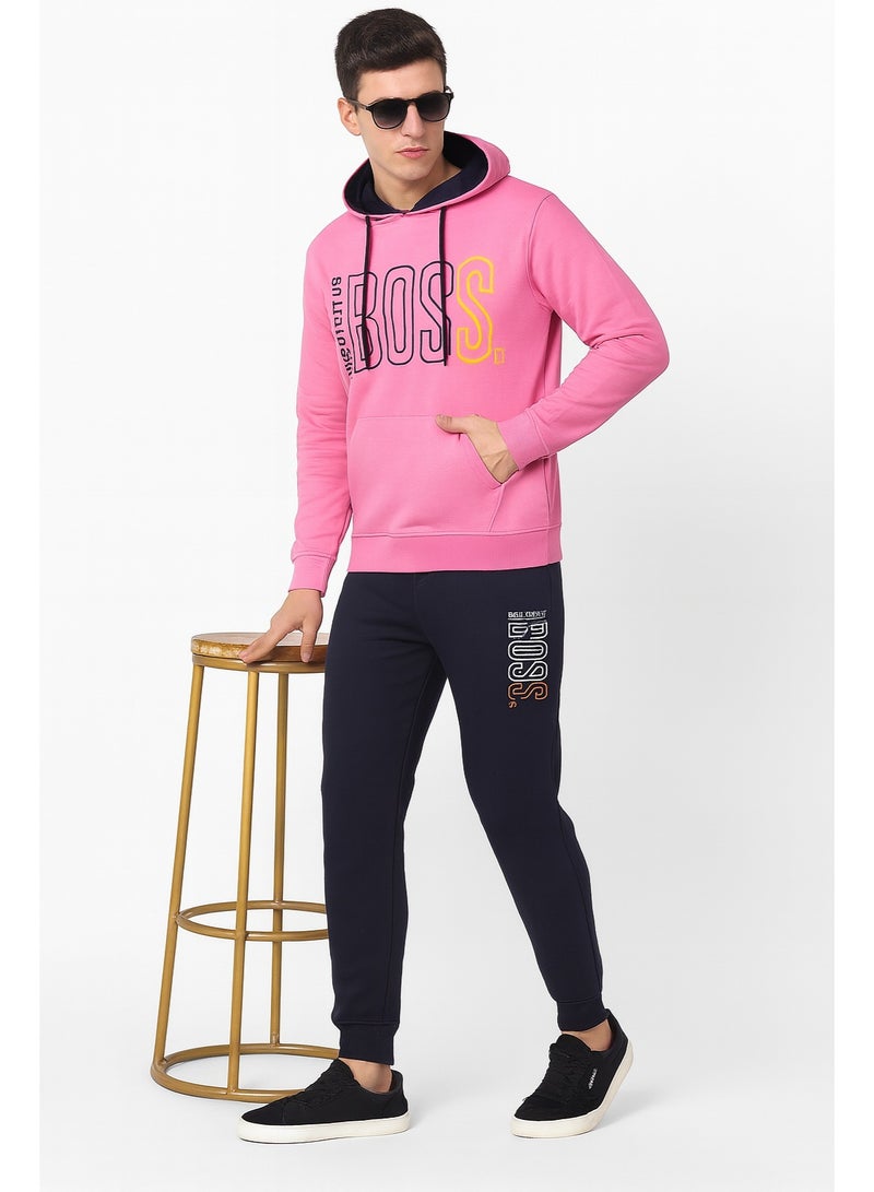 Men's Printed Hoodie & Joggers Tracksuit Set- Pink - Image 1