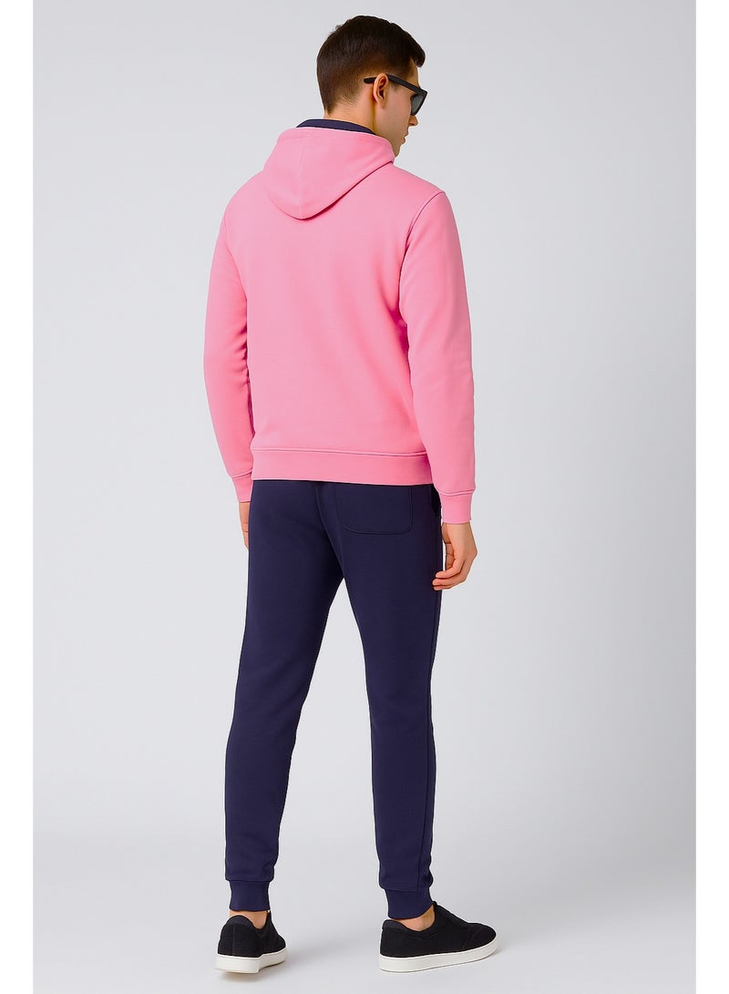 Men's Printed Hoodie & Joggers Tracksuit Set- Pink - Image 2