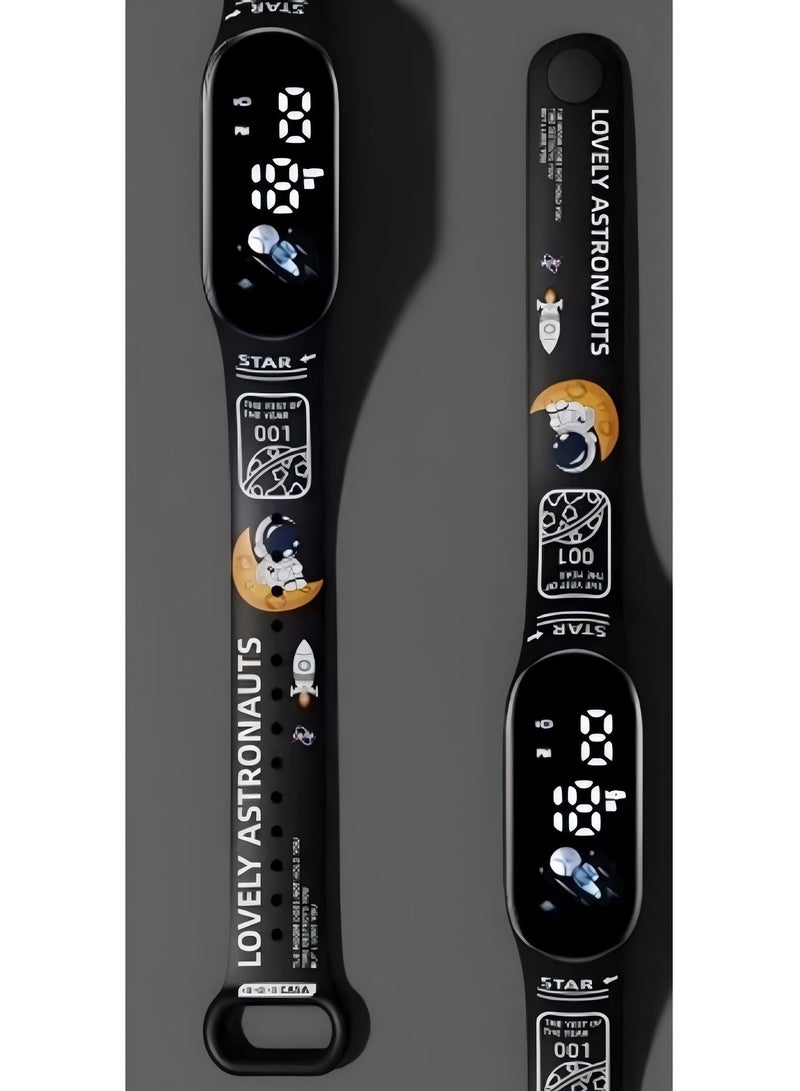 PRO Watch ins style sports waterproof luminous bracelet-black astronaut moon - Image 1