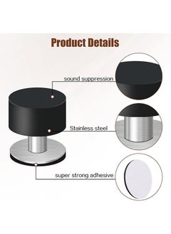 Ant 2-Piece Door Stoppers Stop with Stickers, Self-Adhesive Door Stops with Black Rubber Bumper & Stainless Steel Body, Heavy Duty Door Knob Wall Protector Sound Dampening for Home Office  - Image 3