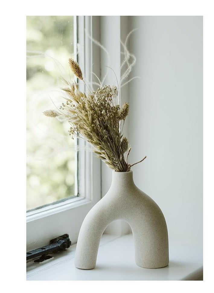 Generic Modern White Ceramic Vase Home Decor, Ceramic Hollow Donut Vase, Minimalist Boho Nordic Style For Table/Home/Wedding/Bookshelf/Office/Party  - Image 3