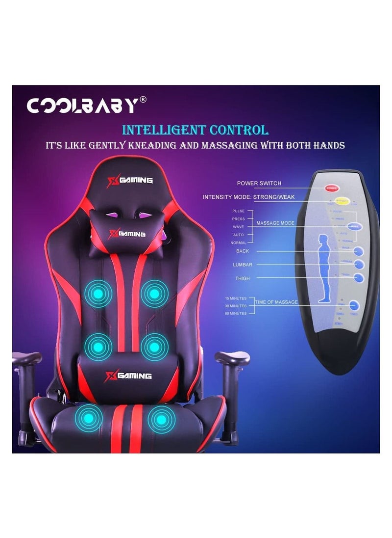 Cool Baby - Gaming Chair Ergonomic Office Massage Chair 180° Recliner System 2D Adjustable Arm Rest With Massage and Bluetooth Speaker and Footrest - Image 1