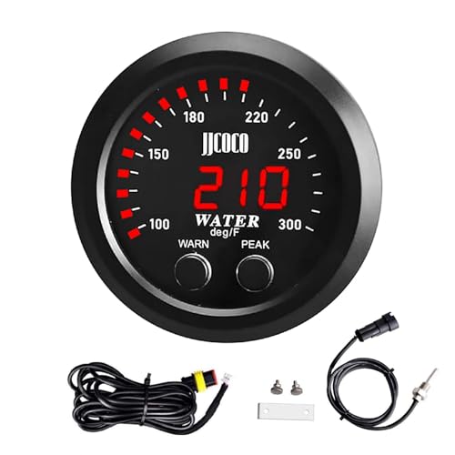 ZHSYMX Universal 52mm Water Temperature Gauge with Alarm and 1/8 Npt Sensor Car Digital Meter Red Display Temp 100-300F(-17~187C) - Image 1