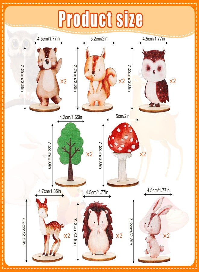 PEUTIER 16pcs Woodland Animals Wood Table Centerpieces with Wood Base, Cute Forest Animals Table Topper Jungle Creatures for Safari Table Decorations for Baby Shower Birthday Party Home Supplies - Image 2
