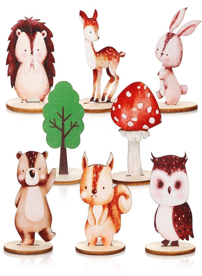 PEUTIER 16pcs Woodland Animals Wood Table Centerpieces with Wood Base, Cute Forest Animals Table Topper Jungle Creatures for Safari Table Decorations for Baby Shower Birthday Party Home Supplies - Image 1