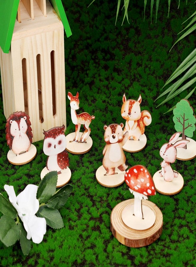 PEUTIER 16pcs Woodland Animals Wood Table Centerpieces with Wood Base, Cute Forest Animals Table Topper Jungle Creatures for Safari Table Decorations for Baby Shower Birthday Party Home Supplies - Image 4