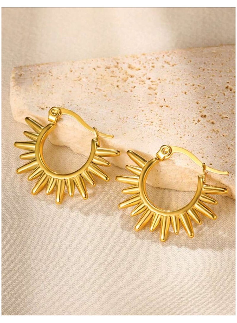 إيكوال حلق اذن نسائي دائري من الاستانلس ستيل أنيق وعالي الجودة باللون الذهبي - Image 5