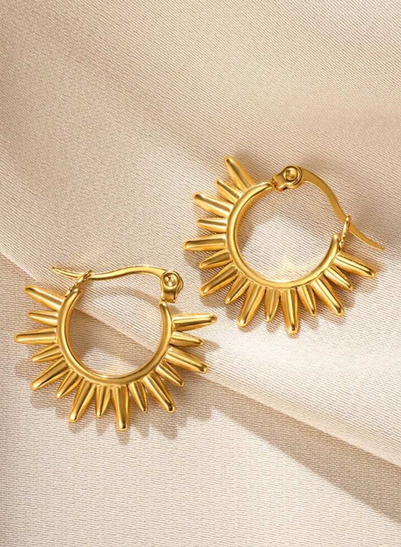 إيكوال حلق اذن نسائي دائري من الاستانلس ستيل أنيق وعالي الجودة باللون الذهبي - Image 1